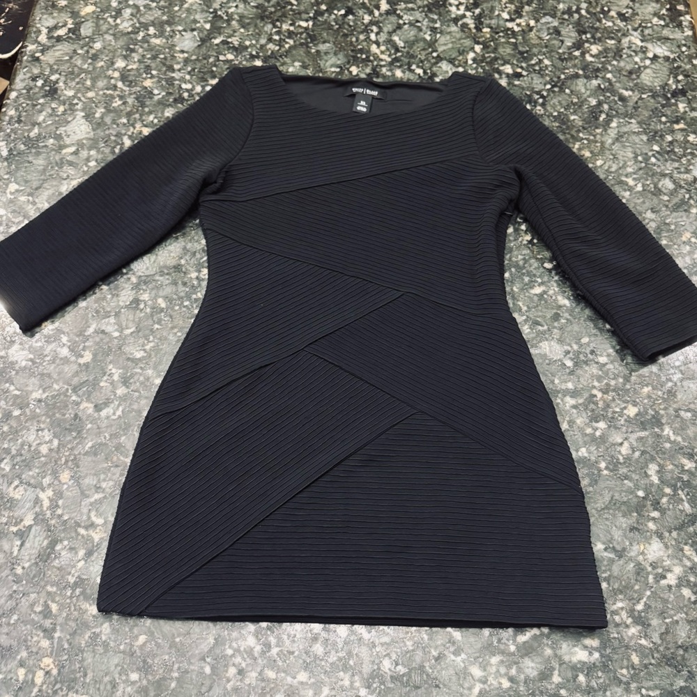 White House Black Market Elegant Black Ribbed Dress Size Xs